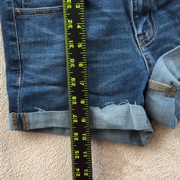 Aeropostale  Womens Jean Shorts Size 0 High Rise Midi Blue Denim Cuffed Casual - Picture 8 of 11